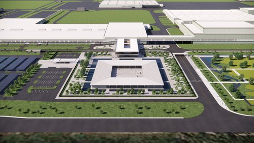 Rendering of Hyundai Motor Group Metaplant America showing Hyundai's commitment to clean energy