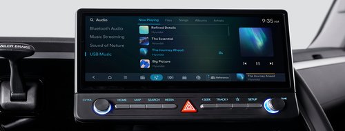 Detail view of Hyundai XCIENT's 13.2 inch wide screen command center