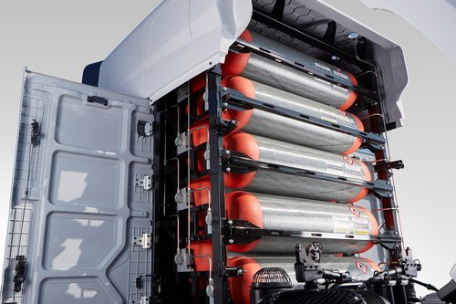 Hydrogen tank inside the Hyundai XCIENT